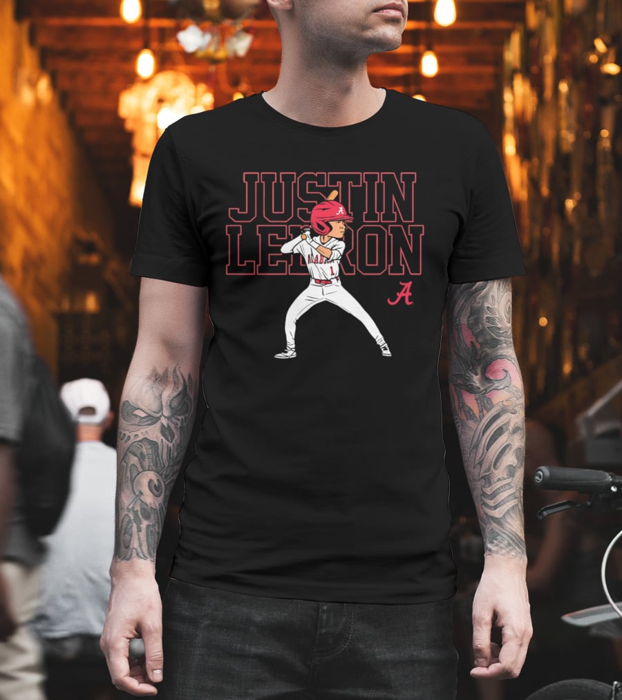 Alabama Crimson Tide Justin Lebron Baseball Cartoon Player T-Shirt