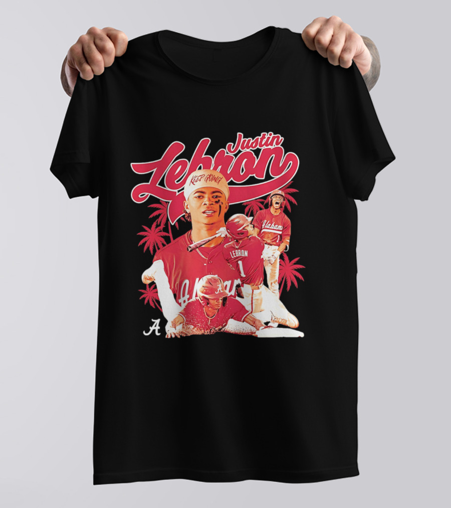 Justin Lebron Alabama Baseball Keep Going Collage T-Shirt