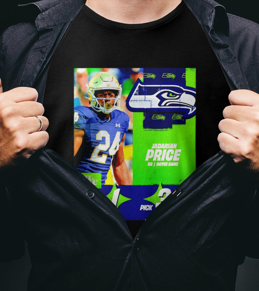 Seahawks Jadarian Price NFL Draft 2026 Round 1 Pick 32 Notre Dame T-Shirt