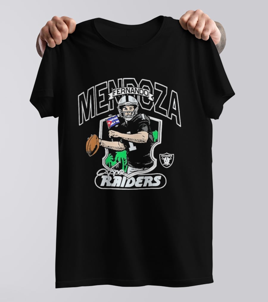 Fernando Mendoza Las Vegas Raiders Football Player Caricature T-Shirt