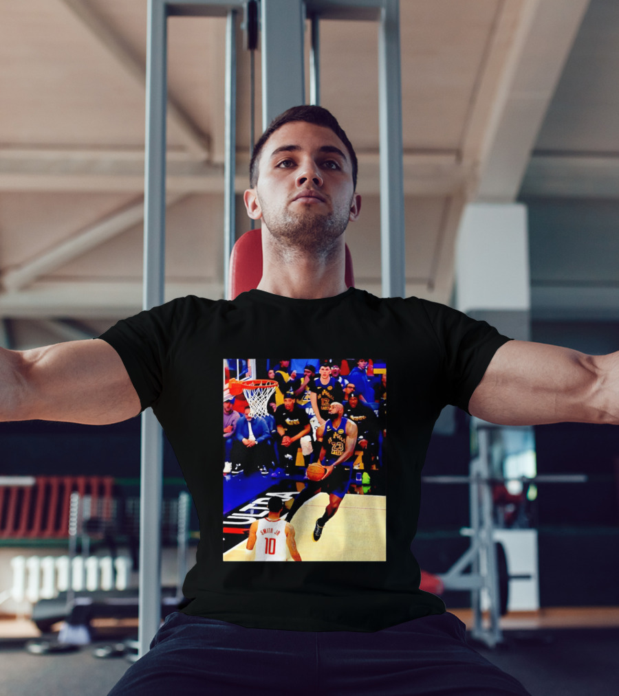 LeBron James Los Angeles Lakers Dunking Action Photo T-Shirt