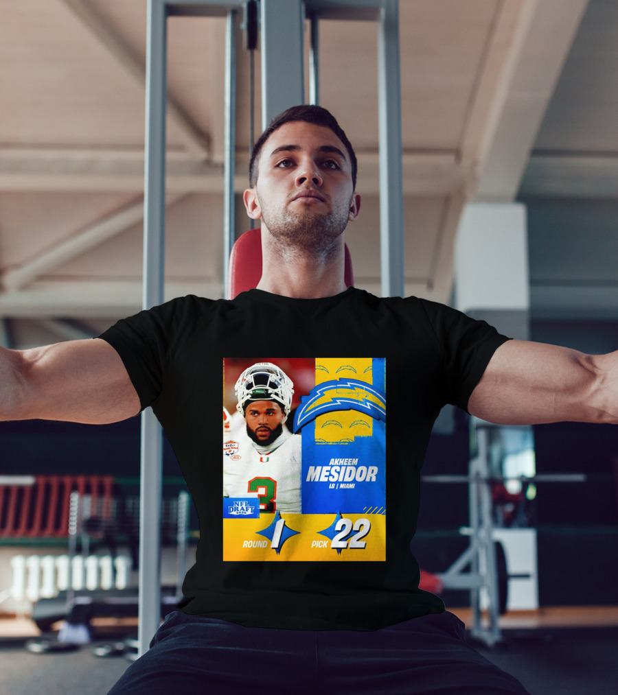 NFL Draft 2026 Los Angeles Chargers Akheem Mesidor Round 1 Pick 22 T-Shirt
