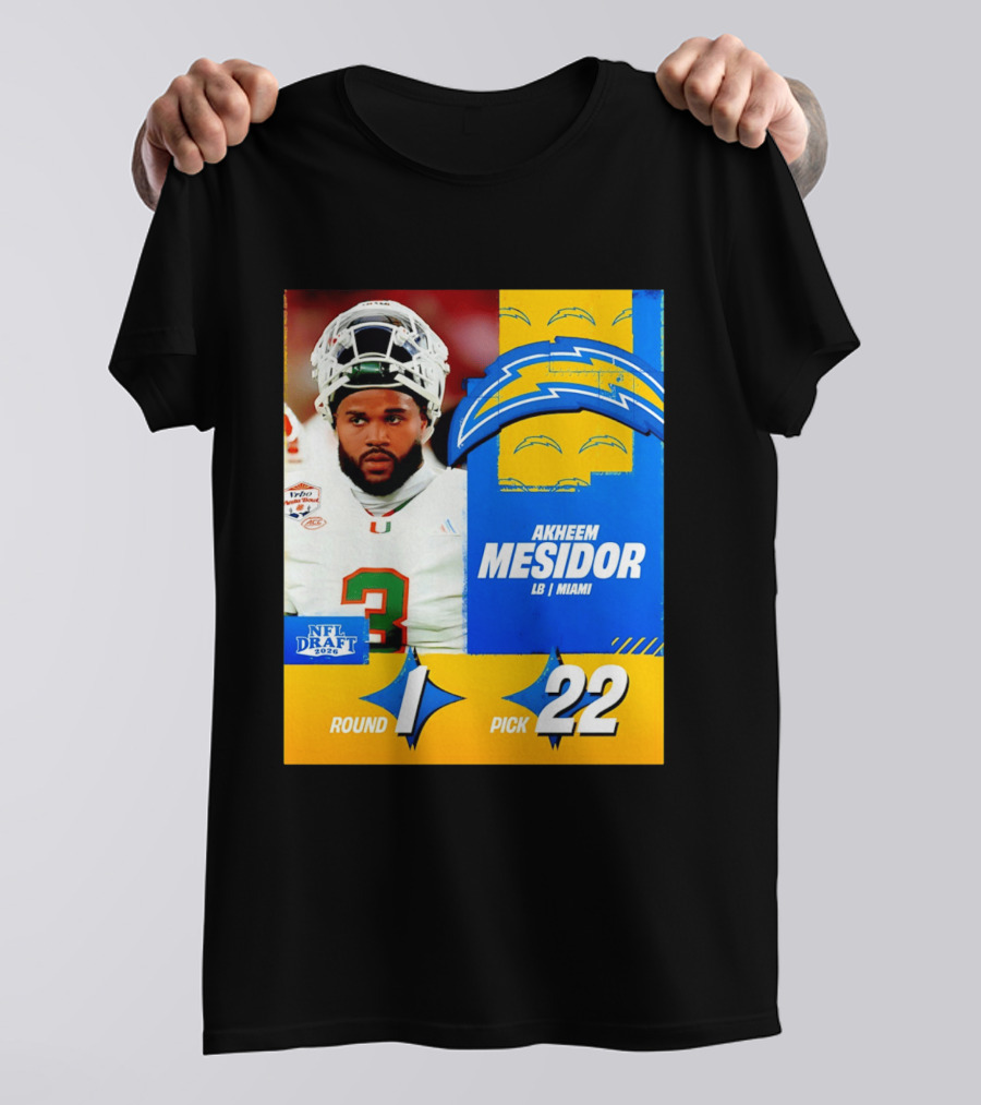 NFL Draft 2026 Los Angeles Chargers Akheem Mesidor Round 1 Pick 22 T-Shirt