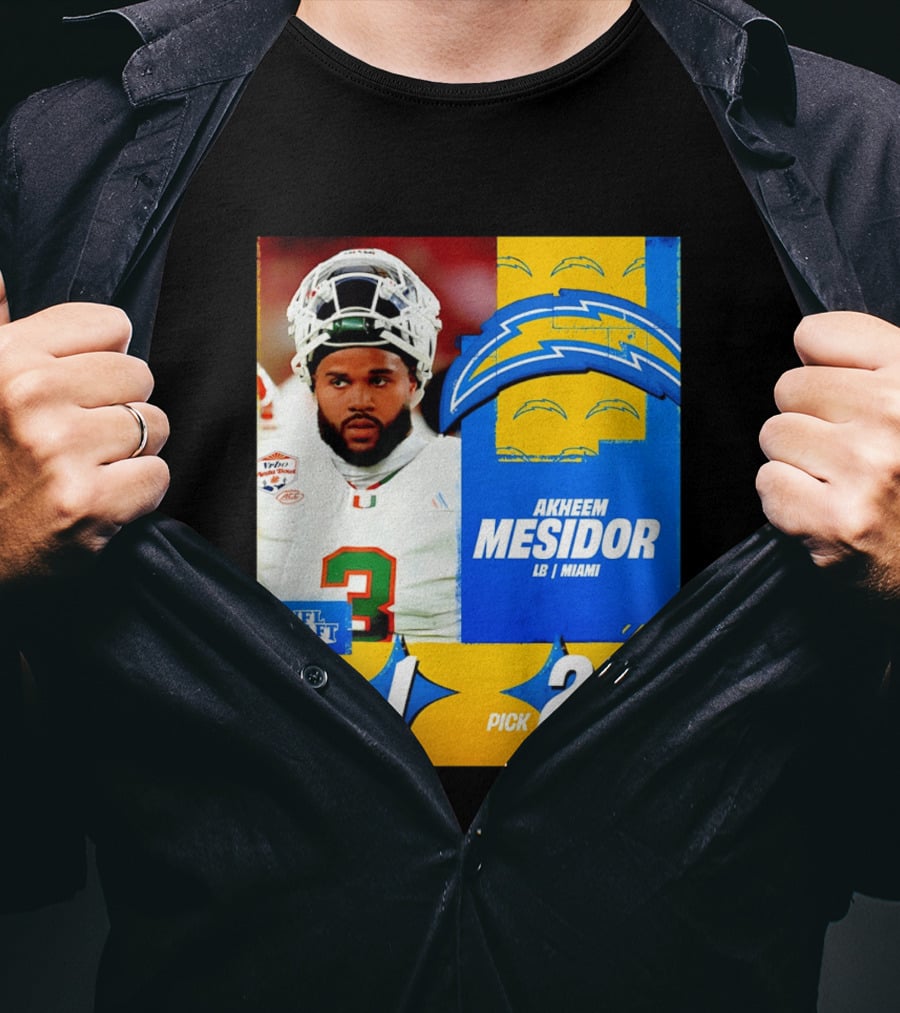 NFL Draft 2026 Los Angeles Chargers Akheem Mesidor Round 1 Pick 22 T-Shirt