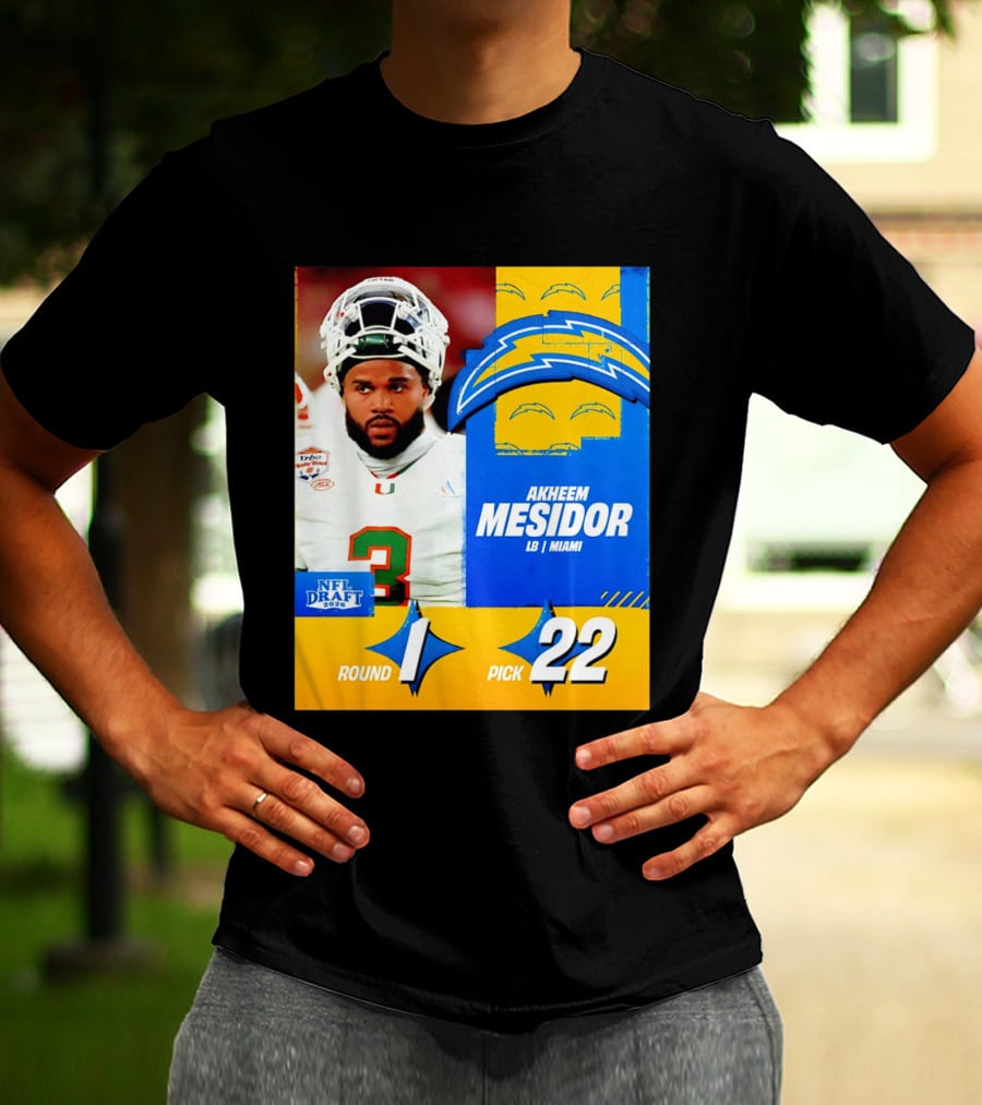 NFL Draft 2026 Los Angeles Chargers Akheem Mesidor Round 1 Pick 22 T-Shirt