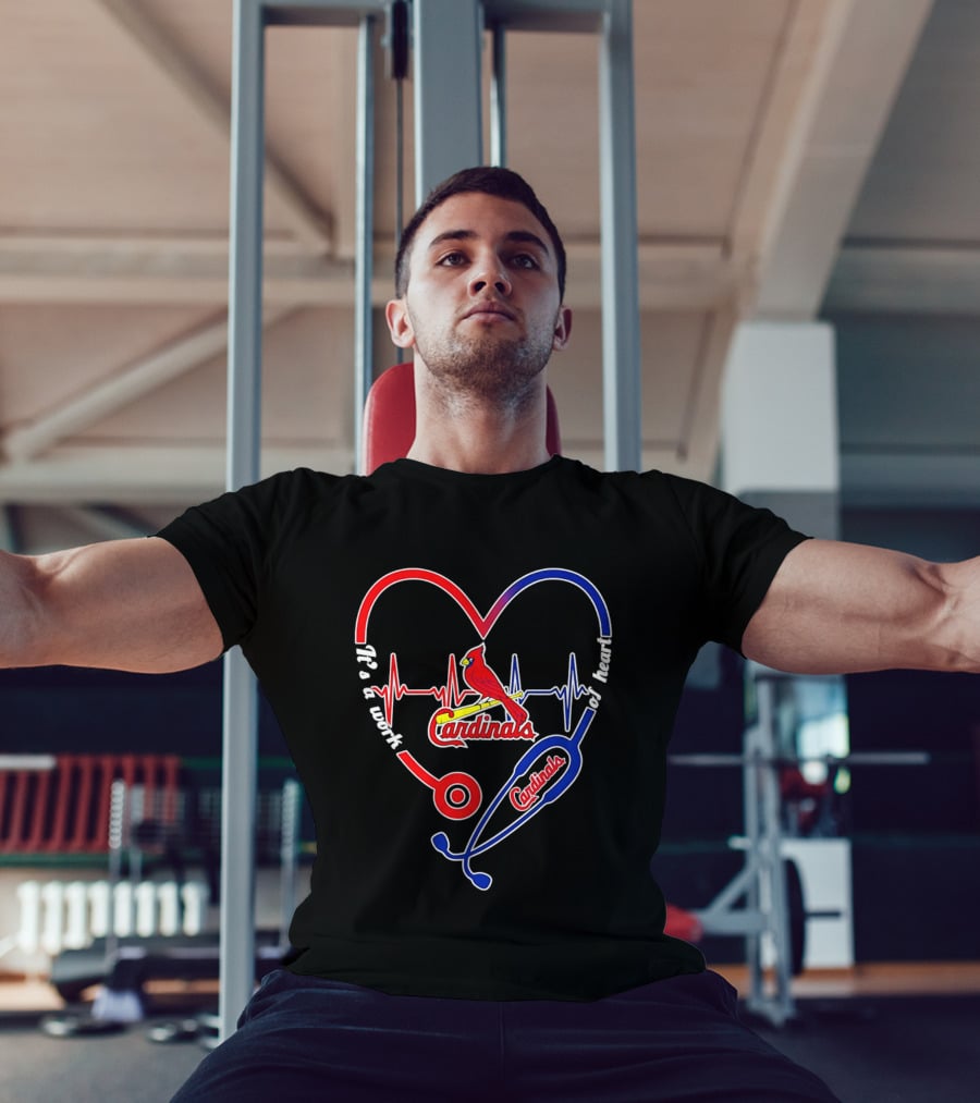 St. Louis Cardinals Heartbeat Stethoscope It's A Work Of Heart 2026 T-Shirt