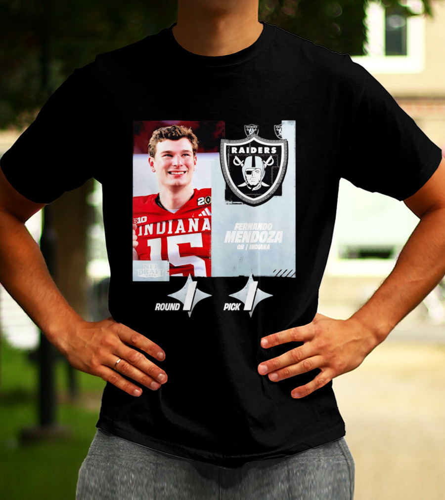 Fernando Mendoza QB Indiana Las Vegas Raiders Round 1 Pick 1 NFL Draft 2026 T-Shirt