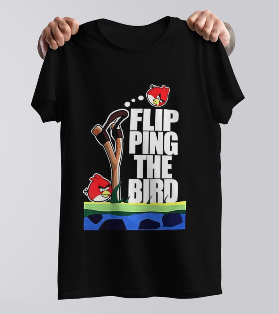 Flipping The Bird Angry Slingshot Birds T-Shirt