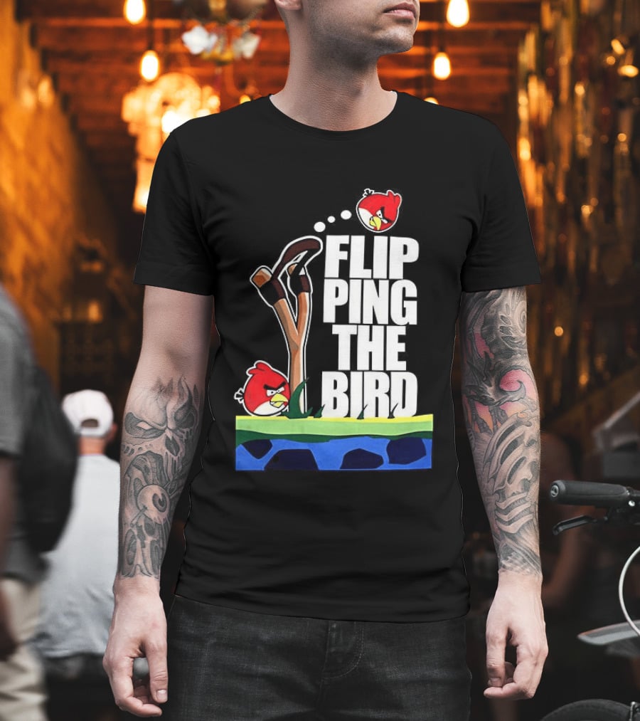 Flipping The Bird Angry Slingshot Birds T-Shirt