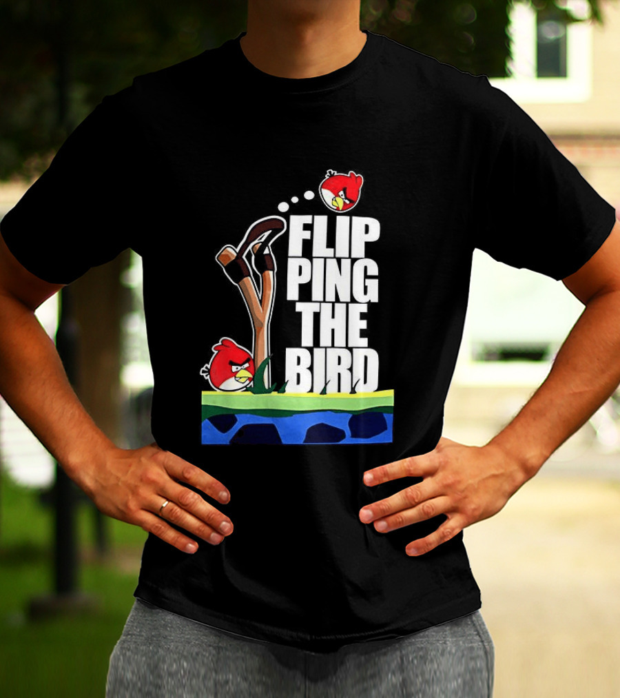 Flipping The Bird Angry Slingshot Birds T-Shirt