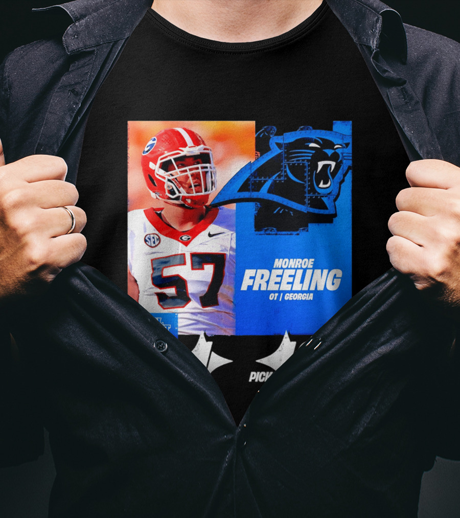 Monroe Freeling Georgia OT Round 1 Pick 19 Carolina Panthers 2026 NFL Draft T-Shirt