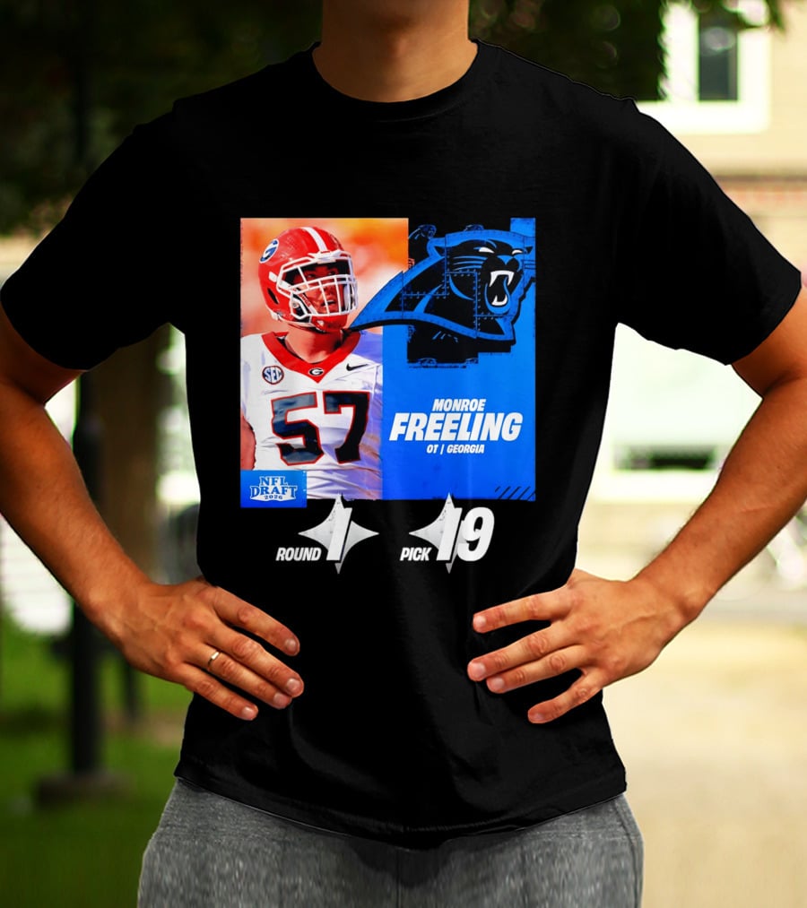 Monroe Freeling Georgia OT Round 1 Pick 19 Carolina Panthers 2026 NFL Draft T-Shirt