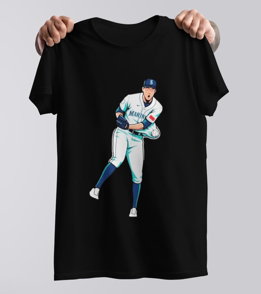 Mariners Gogan Gilbert Baseball Pitcher Action Scene T-Shirt