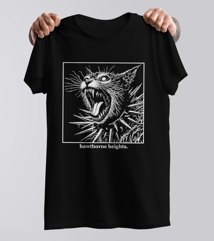 Hawthorne Heights Goth Cat Feline Roar Spikes T-Shirt