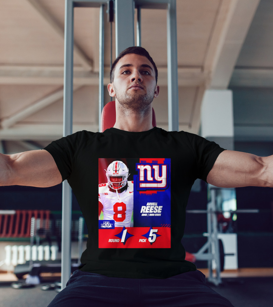 New York Giants NFL Draft 2026 Arvell Reese Ohio State Round 1 Pick 5 T-Shirt