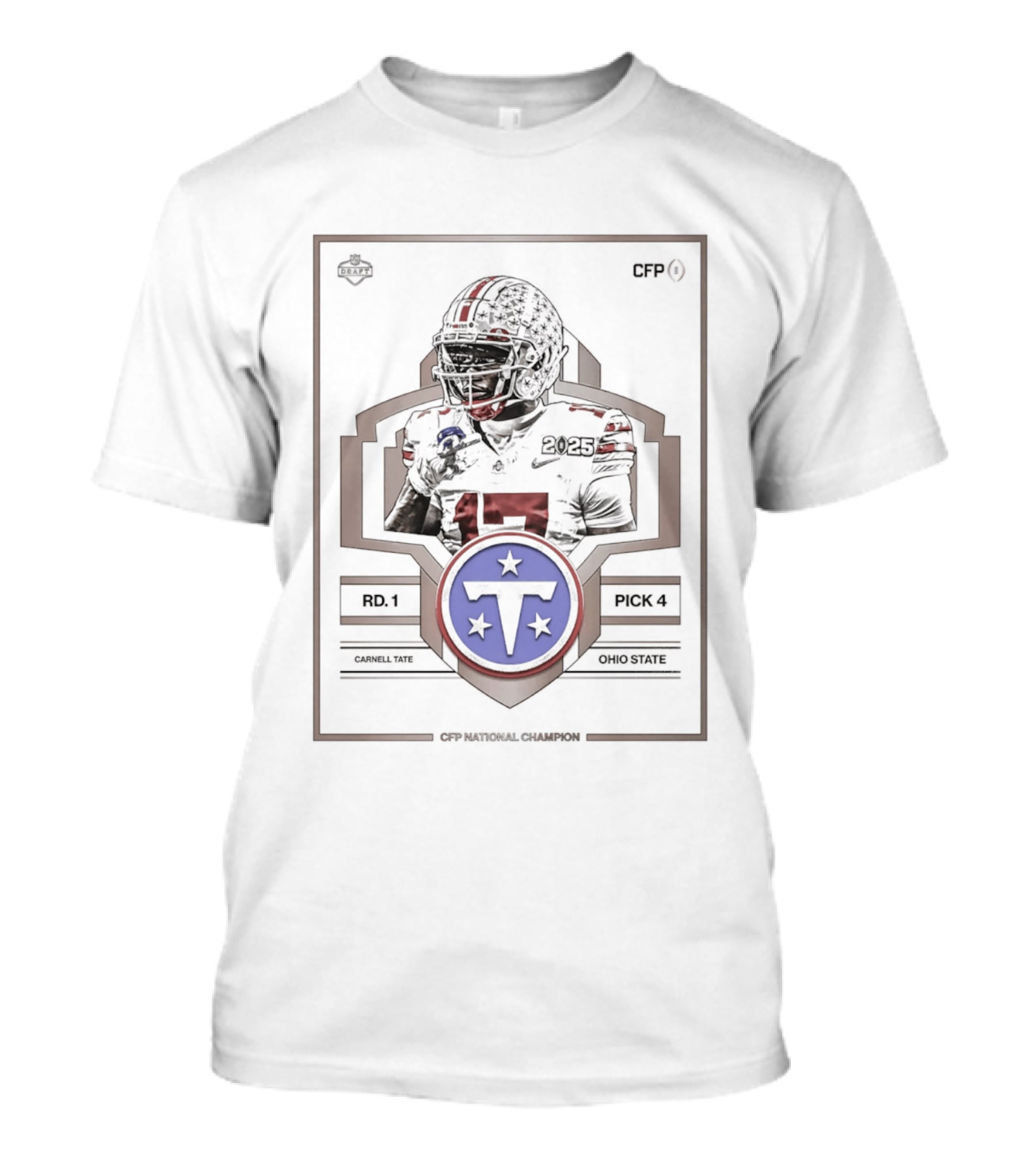 Carnell Tate 2026 Round 1 Pick 4 Tennessee Titans T-Shirt