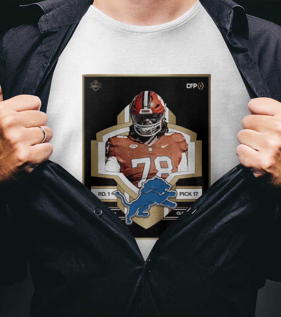 Detroit Lions NFL Draft 2026 Pick 17 Blake Miller Clemson Tigers Round 1 T-Shirt