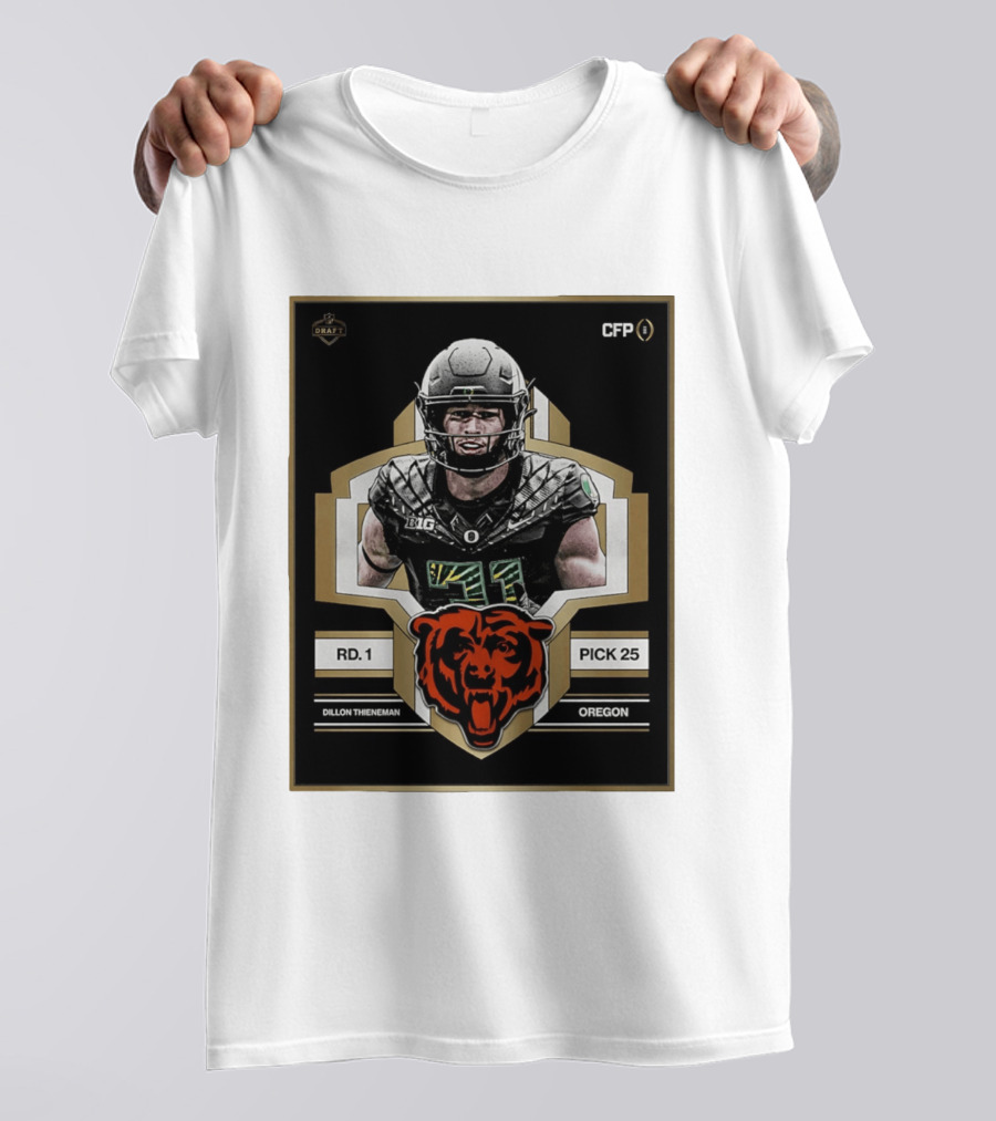 Dillon Thieneman RD 1 Pick 25 Oregon Chicago Bears 2026 Draft CFP T-Shirt