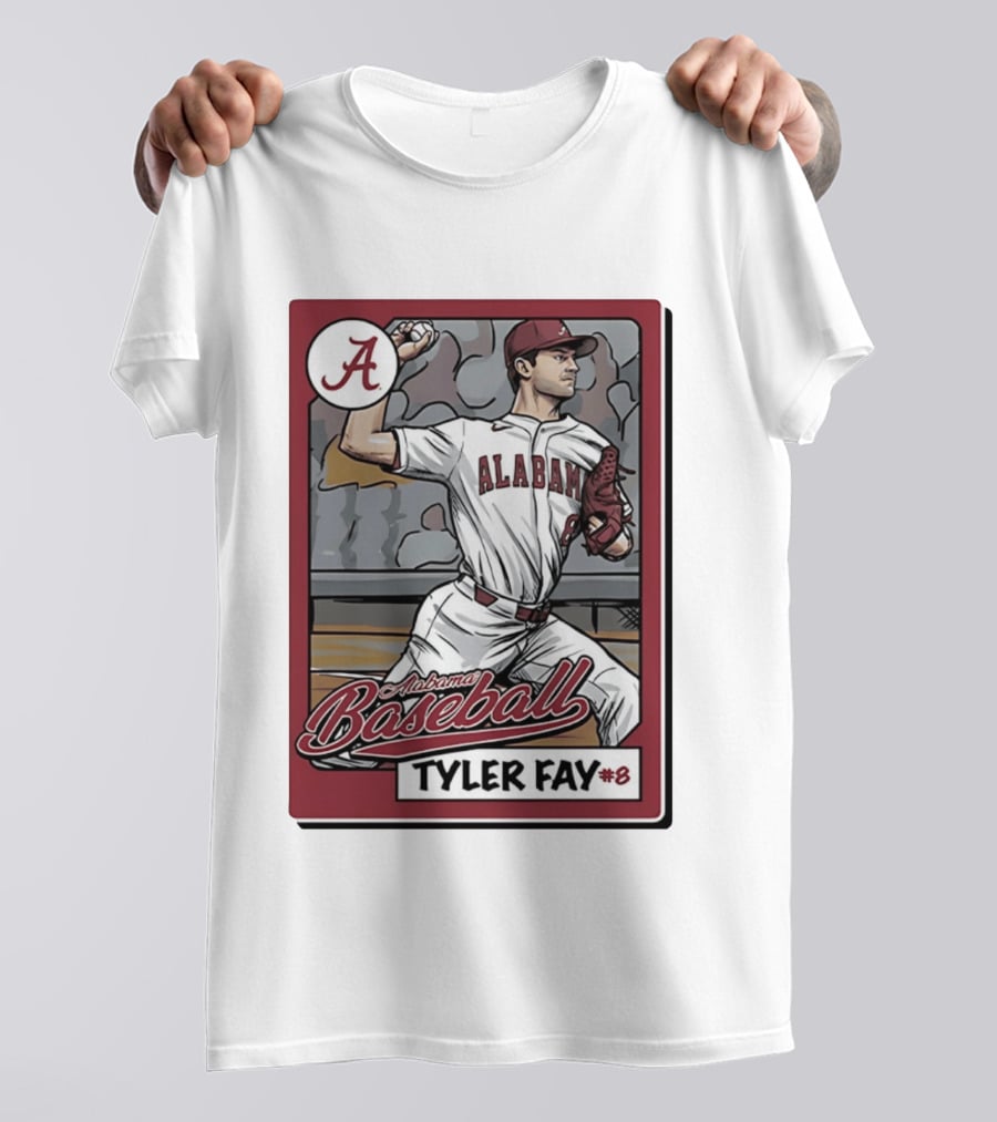Alabama Crimson Tide Baseball Tyler Fay #8 Cartoon Card T-Shirt