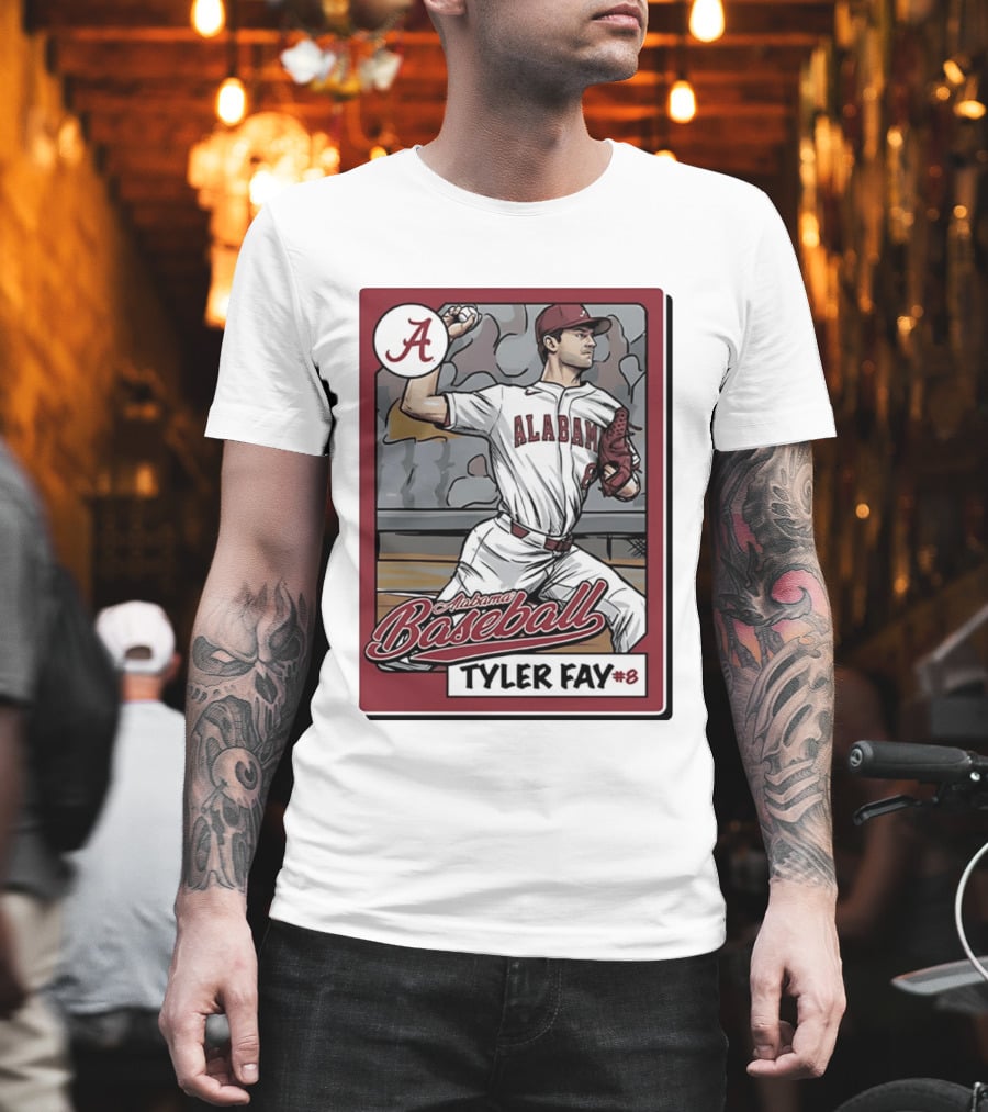 Alabama Crimson Tide Baseball Tyler Fay #8 Cartoon Card T-Shirt