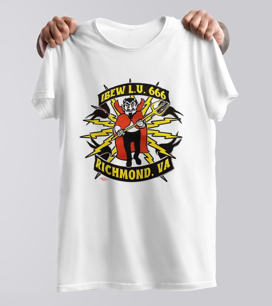 IBEW LU 666 Richmond VA Devil With Pitchfork And Lightning Bolts T-Shirt
