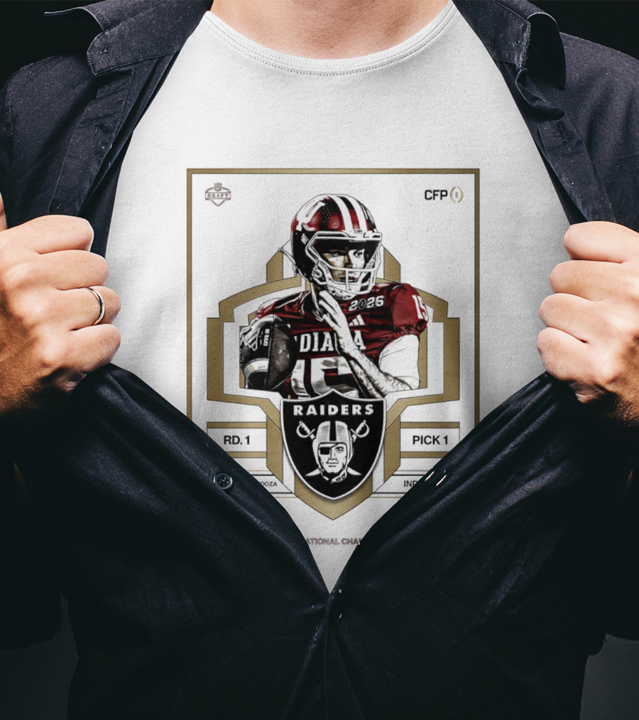 Las Vegas Raiders Fernando Mendoza Rd 1 Pick 1 Indiana CFP National Champion T-Shirt