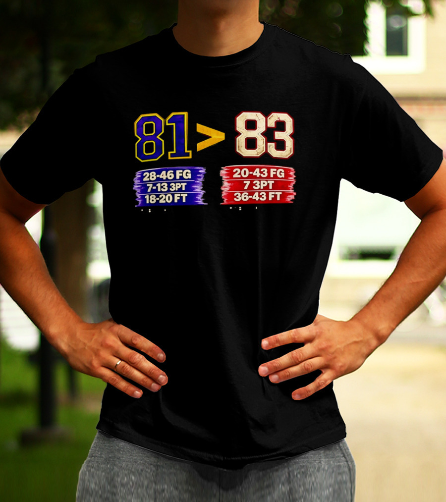 81 Vs 83 Basketball Stats FG 3PT FT Comparison T-Shirt