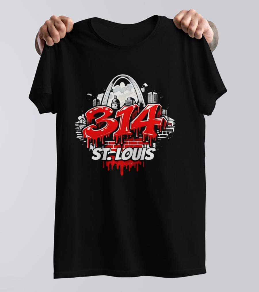 314 St Louis Blood Melting Skyline Arch Brick Wall T-Shirt