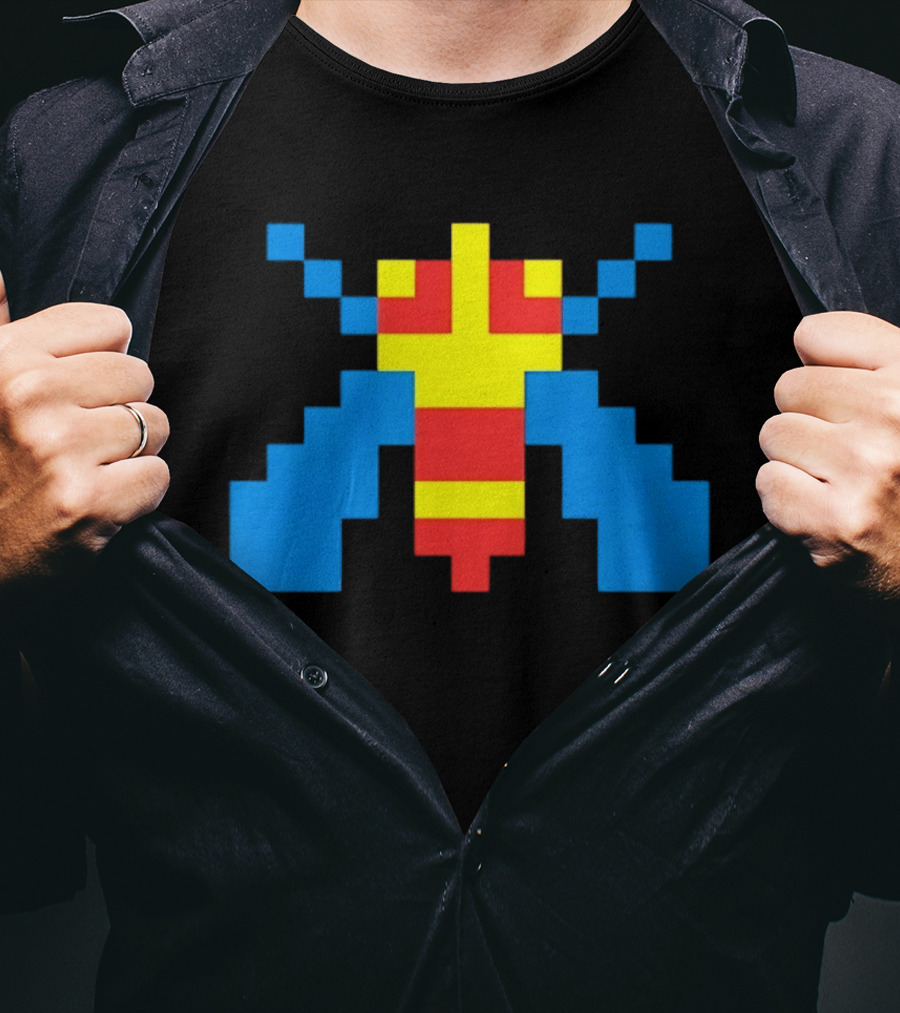 Galaga Alien Sprite Pixelated Retro Video Game T-Shirt