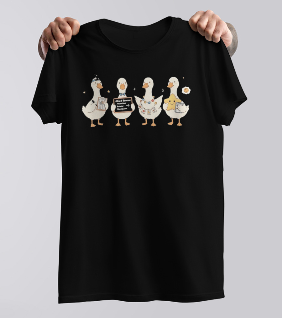 Back To School Goose Just A Teacher Goose Silly Goose Social Worker ABCs Of Behavior T-Shirt
