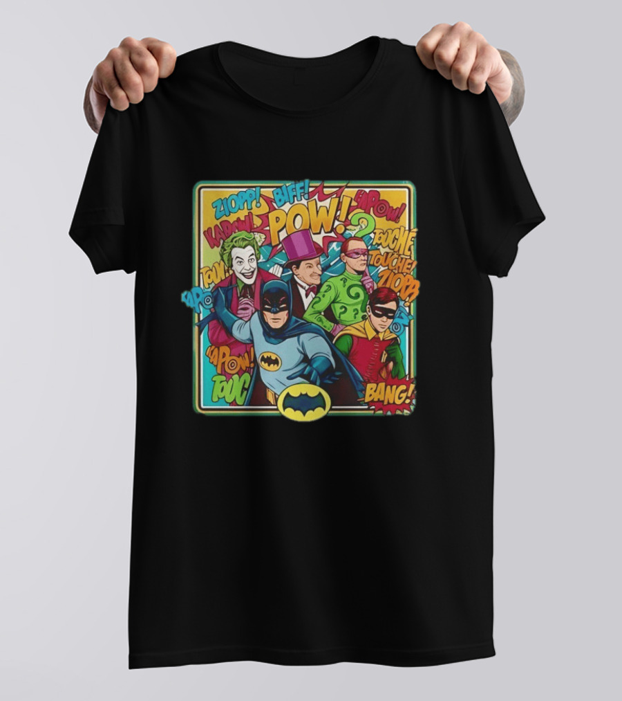 Batman Holy 50 Years POW BANG Joker Riddler Robin Comic T-Shirt