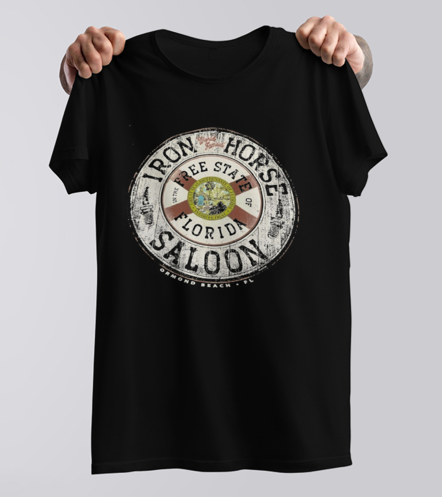 World Famous Iron Horse Saloon Free State Florida Flag T-Shirt
