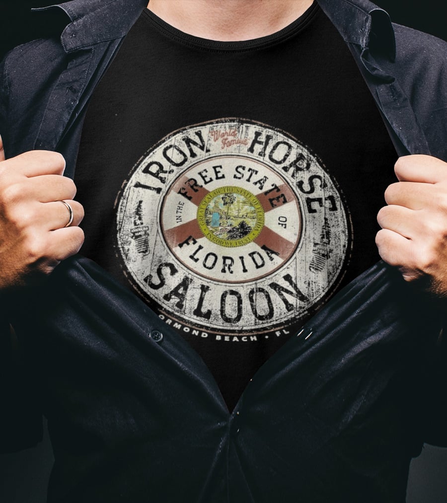 World Famous Iron Horse Saloon Free State Florida Flag T-Shirt