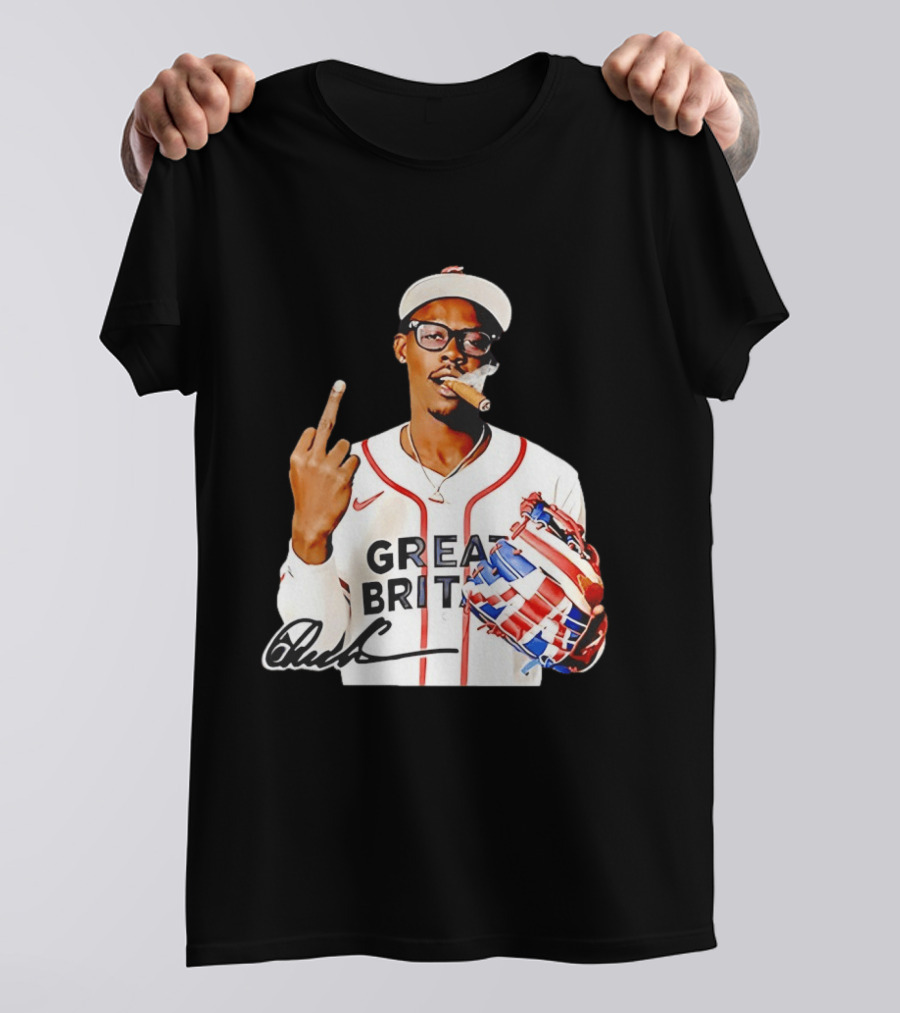 Jazz Chisholm Jr Great Britain Jersey Smoking Middle Finger Signature T-Shirt