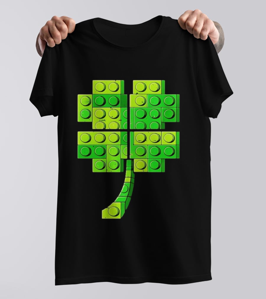 Shamrock Building Blocks Clover St Patrick's Day T-Shirt