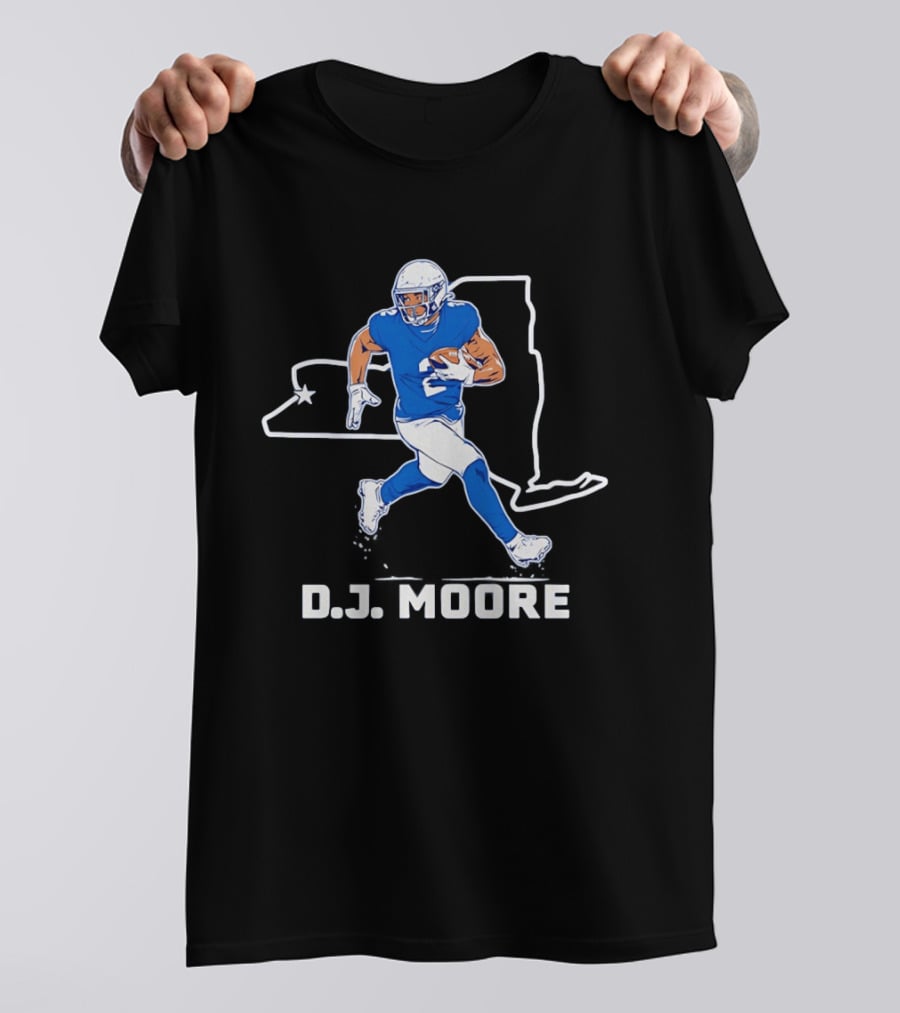 D.J. Moore 2 Buffalo Bills Wide Receiver New York Map T-Shirt