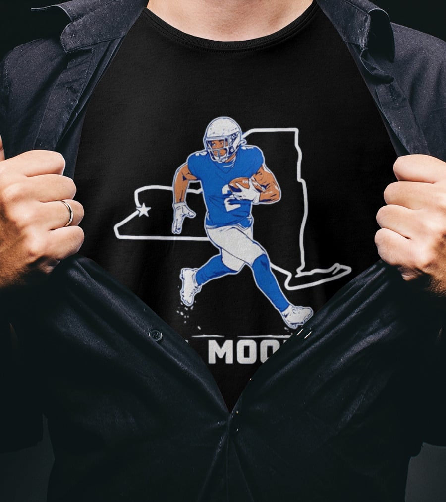 D.J. Moore 2 Buffalo Bills Wide Receiver New York Map T-Shirt