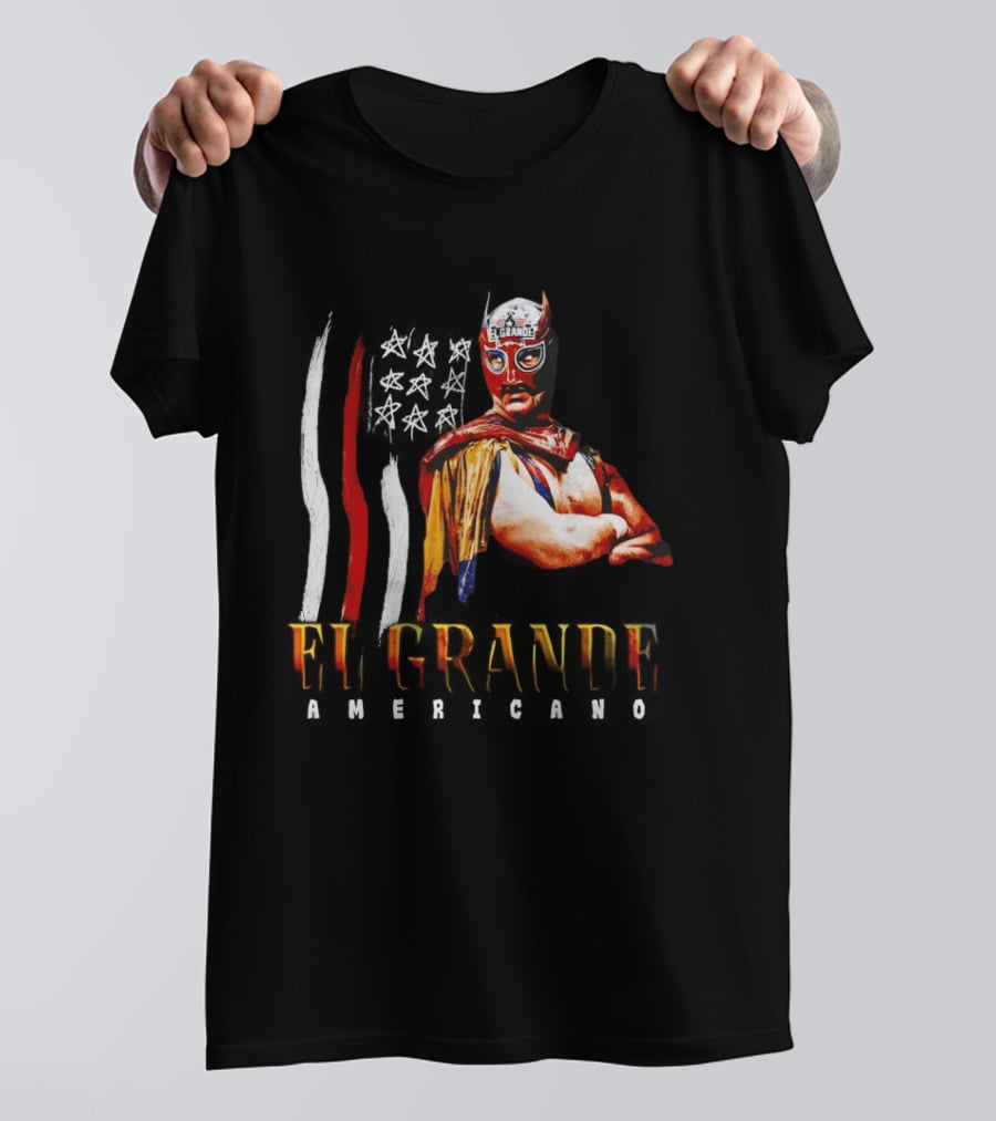 El Grande Americano WWE Flag Grunge Luchador Wrestler Mask Mexican T-Shirt