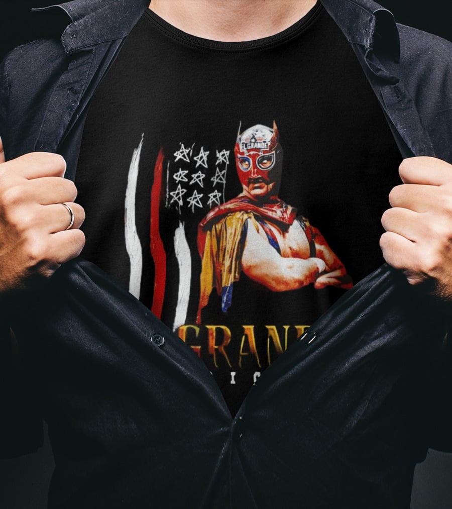 El Grande Americano WWE Flag Grunge Luchador Wrestler Mask Mexican T-Shirt
