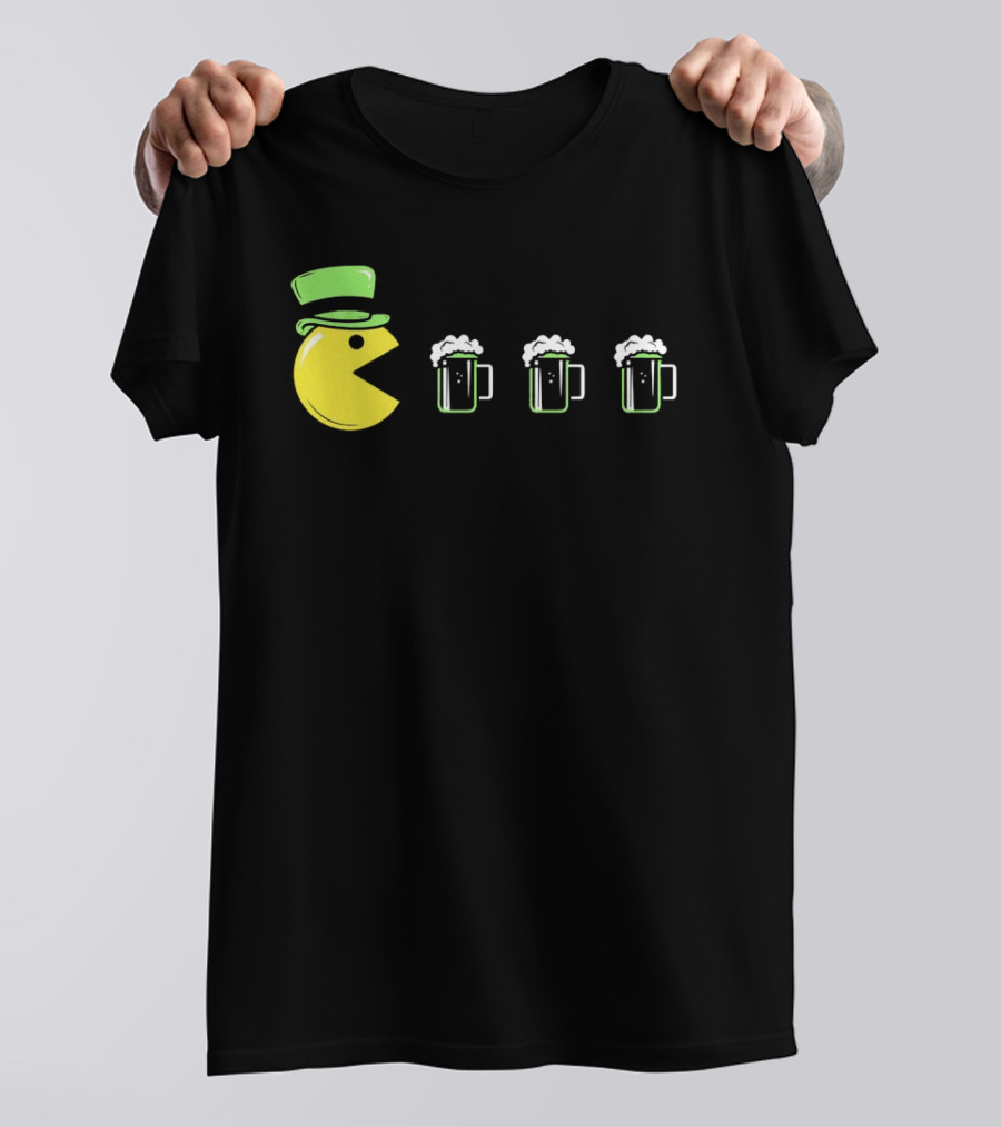 St Pacman's Day St Patrick's Day Beer And Classic Video Game Celebration T-Shirt