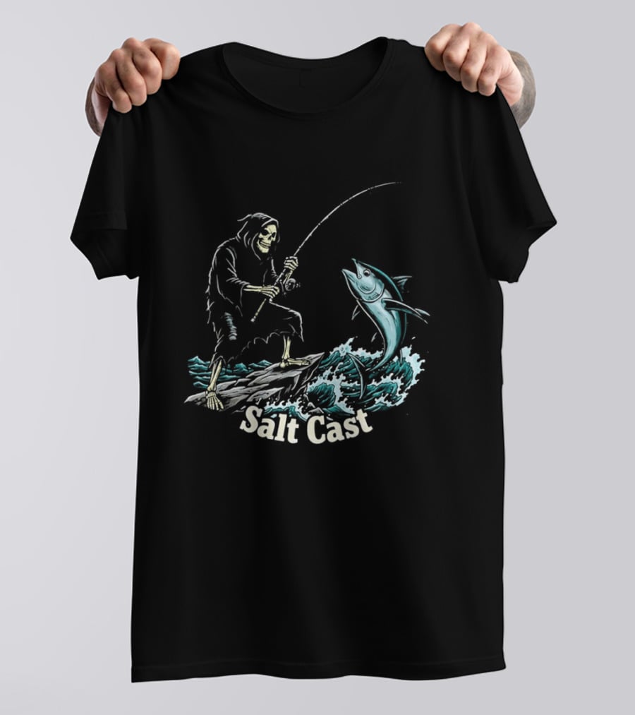 The Grim Reaper Fishing For Tuna On Sea Salt Cast T-Shirt