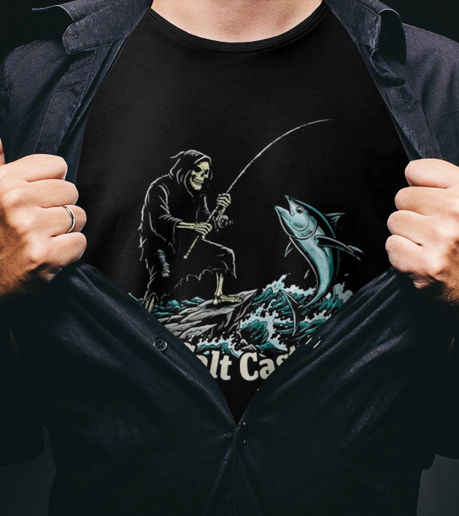 The Grim Reaper Fishing For Tuna On Sea Salt Cast T-Shirt