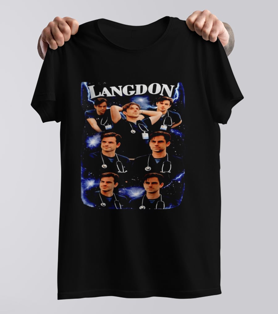 Langdon Medical Professional Blue Lightning Collage T-Shirt
