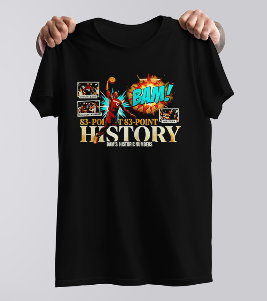 Miami Heat Bam Adebayo 83 Point History Bam's Historic Dunkers Comic T-Shirt