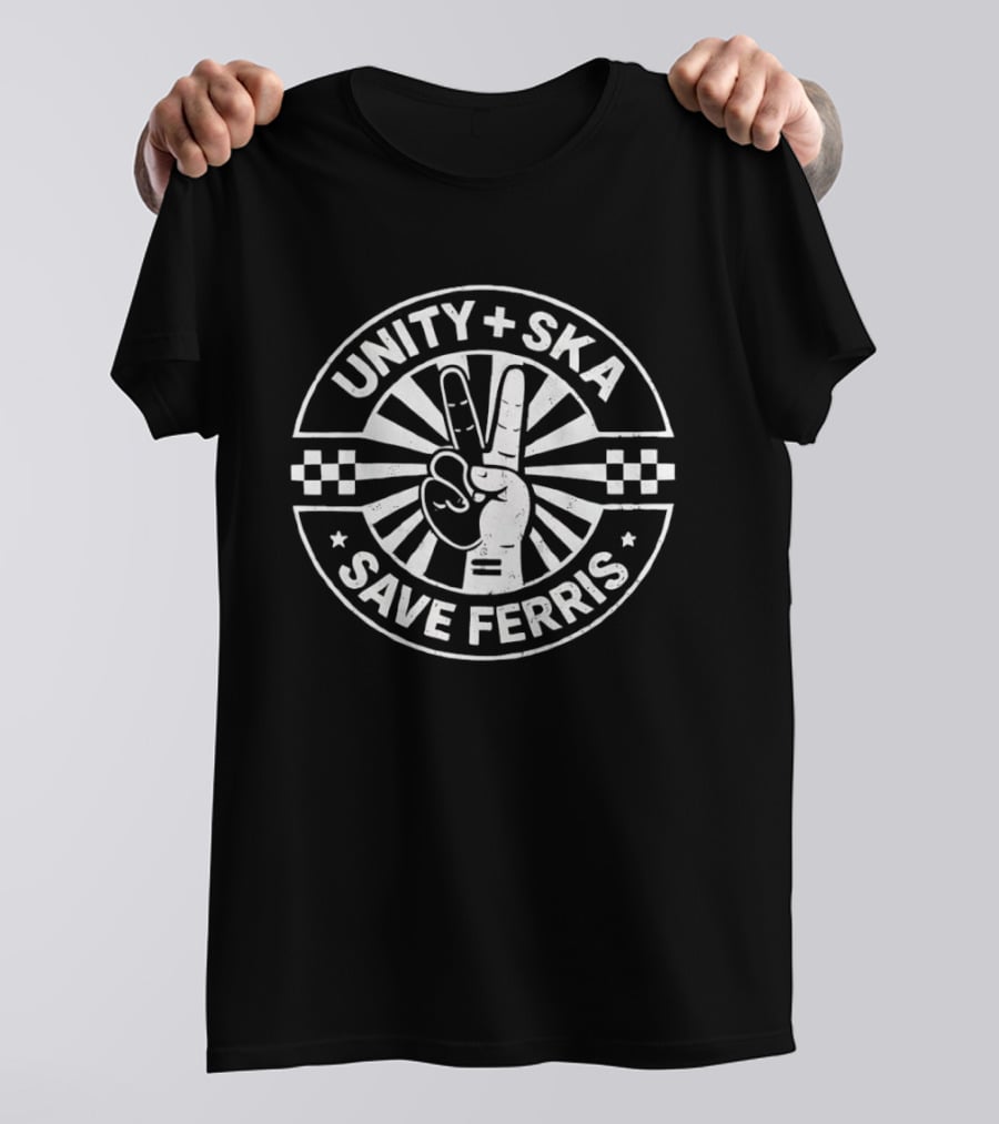 Unity Ska Save Ferris Peace Sign Checkerboard T-Shirt