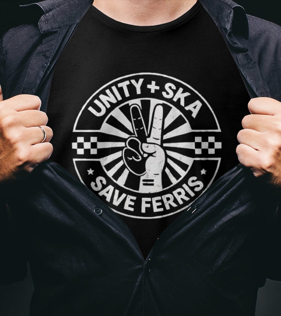 Unity Ska Save Ferris Peace Sign Checkerboard T-Shirt