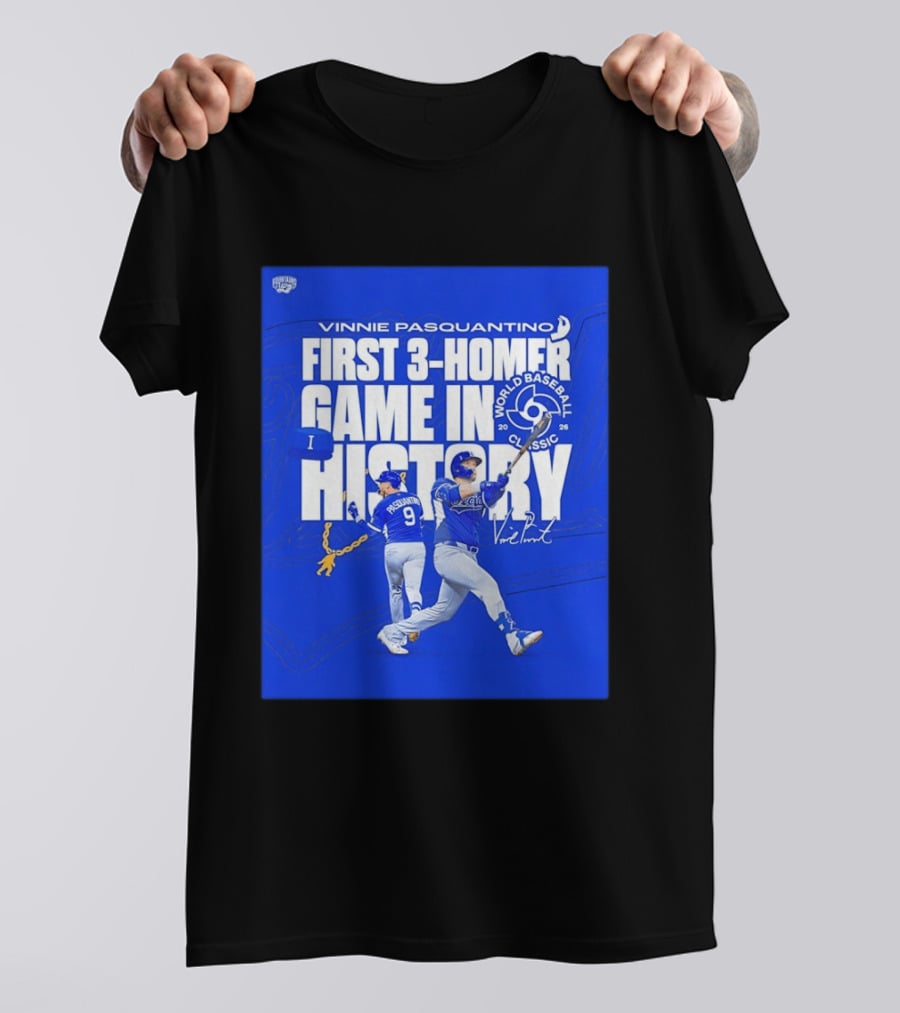 Vinnie Pasquantino First 3 Homer Game World Baseball Classic 2026 History T-Shirt