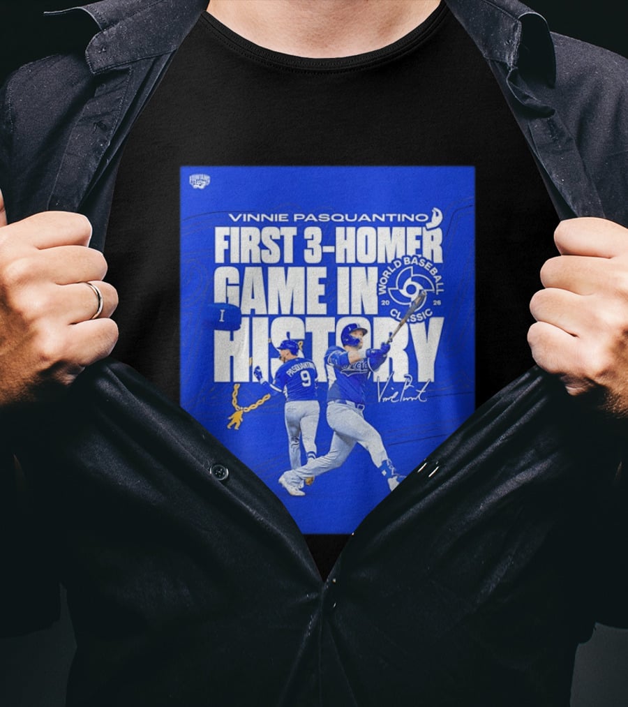 Vinnie Pasquantino First 3 Homer Game World Baseball Classic 2026 History T-Shirt