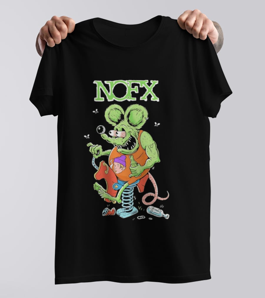 NOFX Wind Up Mouse Rat Fink Green Monster T-Shirt