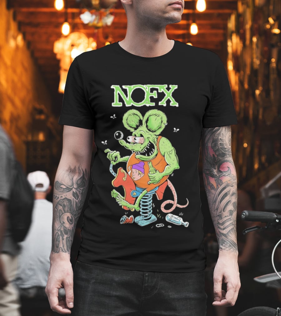 NOFX Wind Up Mouse Rat Fink Green Monster T-Shirt